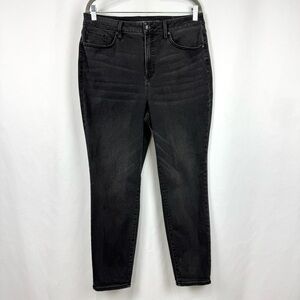 Chicos Women’s US Sz 12 R HIGH RISE SKINNY ANKLE Denim Jeans Black Wash Stretchy